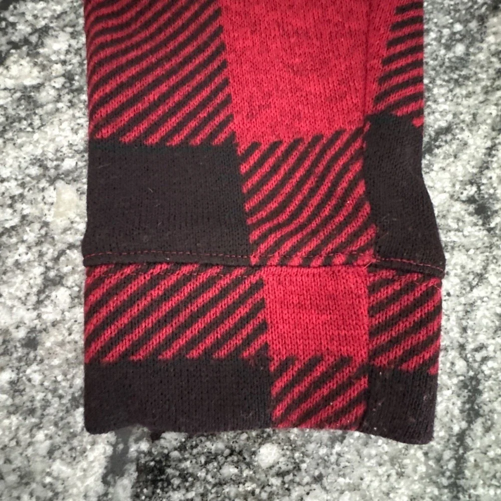 Levi's Buffalo Plaid Cardigan Mens L Red Black Excellent Shawl Collar Knit #927